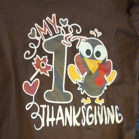 Thanksgiving Baby Outfit with Brown Top and Printed Pants - Picture 3 of 12